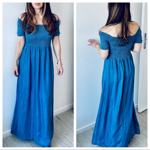 MADE IN ITALY ABSOLUTELY FABULOUS JEAN MAXI DRESS - Picture 3 of 5